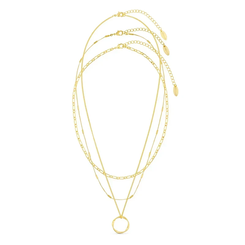 Gesuina® | Offener Kreis dreireihige Halskette Gold