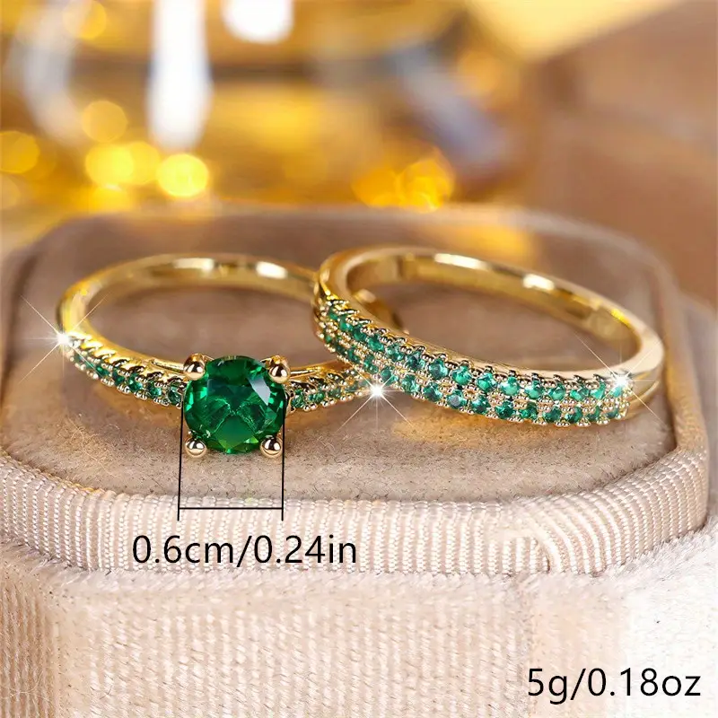 Delia® | Duo Serena Emerald Ring Set Gold