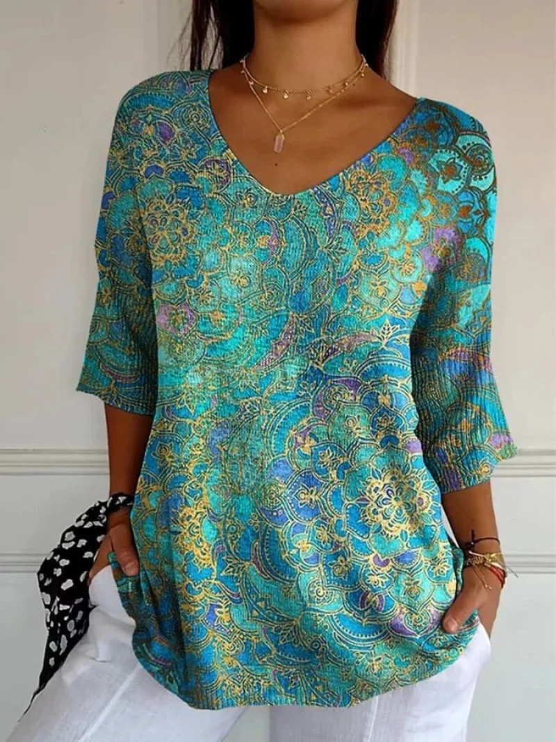 Vanessa® | Damen Retro Kunstdruck Freizeit Pullover Strick