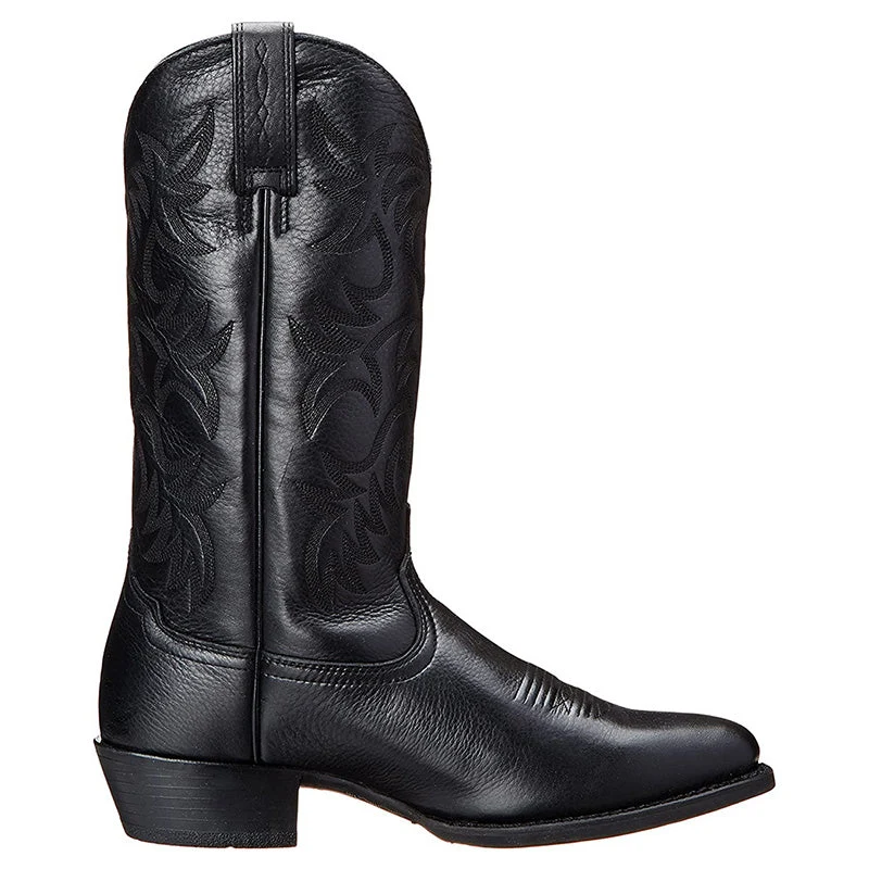 Damen Western-Cowboystiefel in Mittlerer Höhe mit Spitzem Zehenbereich und Dekorativer Ziernaht