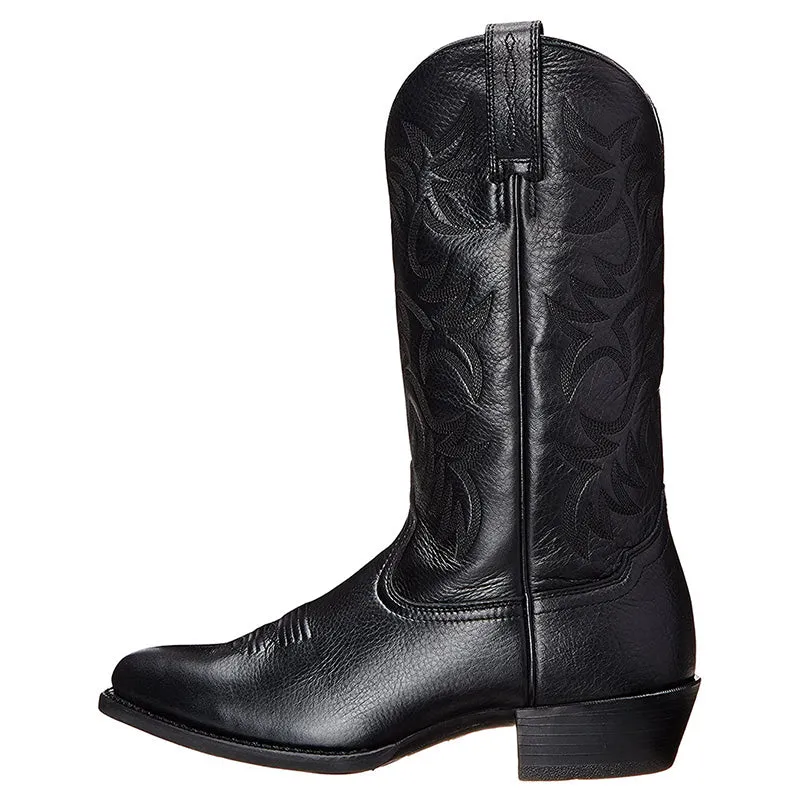 Damen Western-Cowboystiefel in Mittlerer Höhe mit Spitzem Zehenbereich und Dekorativer Ziernaht