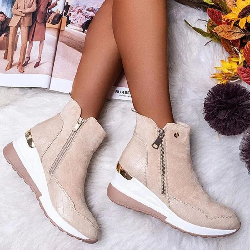Stiefeletten für Damen mit Gummisohle und Fleecefutter – Stilvoll für Ausflüge und Spaziergänge
