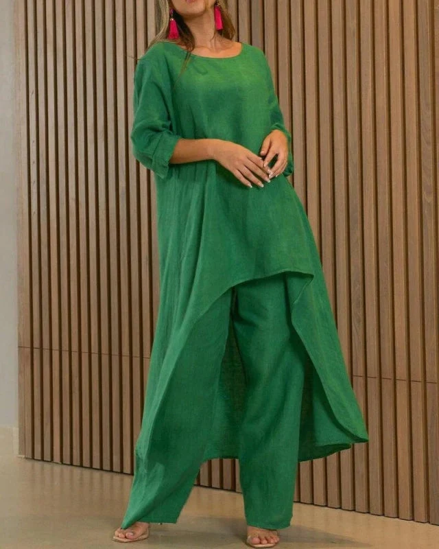 Damen Loungewear-Set mit luftigem Top und High-Waist-Hose – entspannt für den Sommer