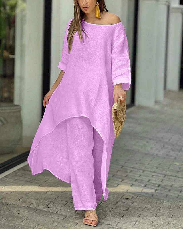 Damen Loungewear-Set mit luftigem Top und High-Waist-Hose – entspannt für den Sommer