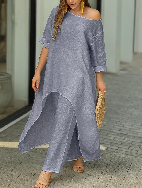 Damen Loungewear-Set mit luftigem Top und High-Waist-Hose – entspannt für den Sommer