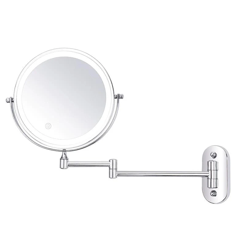 Wiederaufladbarer LED Schminkspiegel mit Vergrößerung und Chrom-Finish – 20 cm Durchmesser, berührungsgesteuertes Licht