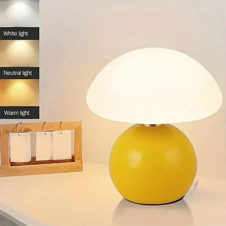 Französische Creme Tischlampe mit LED-Beleuchtung – Einstellbare Farben, Keramik, Durchmesser 20 cm, Höhe 22 cm