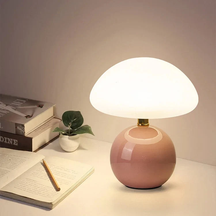 Französische Creme Tischlampe mit LED-Beleuchtung – Einstellbare Farben, Keramik, Durchmesser 20 cm, Höhe 22 cm