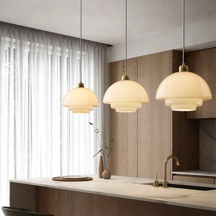 Elegante Pendelleuchte aus Milchglas mit verstellbarer Aufhängung – Hängeleuchte für den Esstisch in verschiedenen Größen