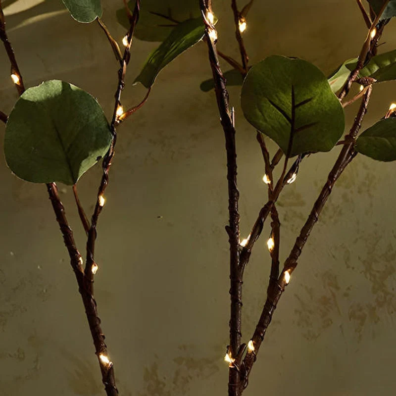 Feenlicht-Olivenzweig mit 120 LEDs – Warmweißes Licht für Dekoration, 70 cm, Natürliche Optik für Gemütliches Ambiente