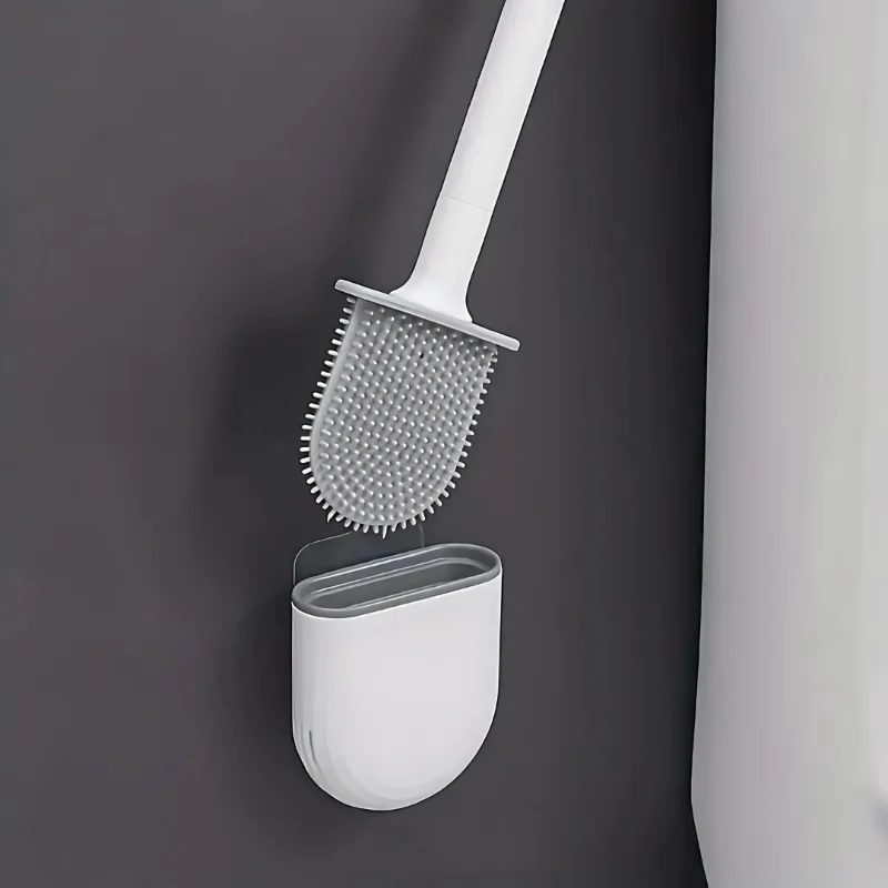 Silikon-Toilettenbürste mit Wandhalterung – Hygienische Toilettenbürste für müheloses Reinigen und schnelles Trocknen