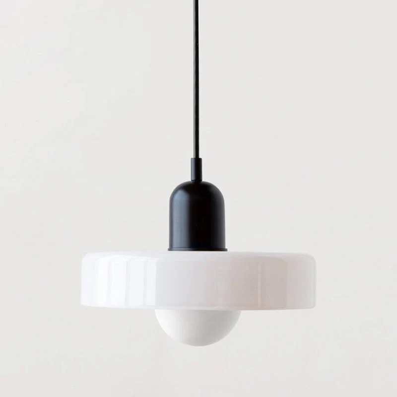 Bauhaus Pendelleuchte aus farbigem Glas für Esstisch – Moderne Hängeleuchte mit G9 Fassung, verstellbare Aufhängung, Ø25-35 cm