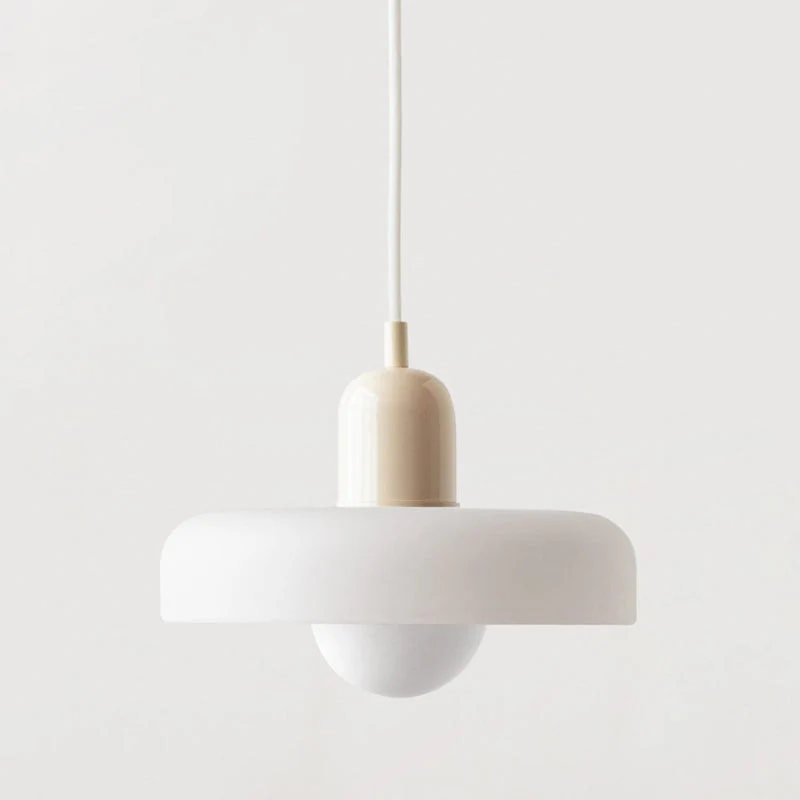 Bauhaus Pendelleuchte aus farbigem Glas für Esstisch – Moderne Hängeleuchte mit G9 Fassung, verstellbare Aufhängung, Ø25-35 cm