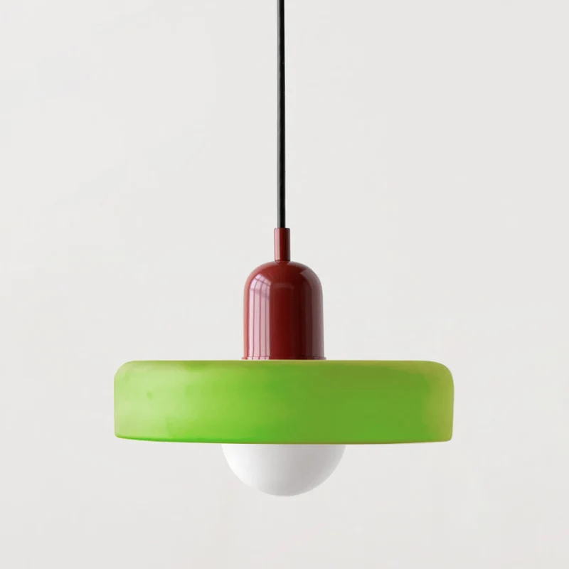 Bauhaus Pendelleuchte aus farbigem Glas für Esstisch – Moderne Hängeleuchte mit G9 Fassung, verstellbare Aufhängung, Ø25-35 cm