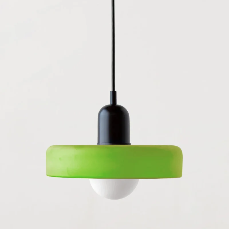 Bauhaus Pendelleuchte aus farbigem Glas für Esstisch – Moderne Hängeleuchte mit G9 Fassung, verstellbare Aufhängung, Ø25-35 cm