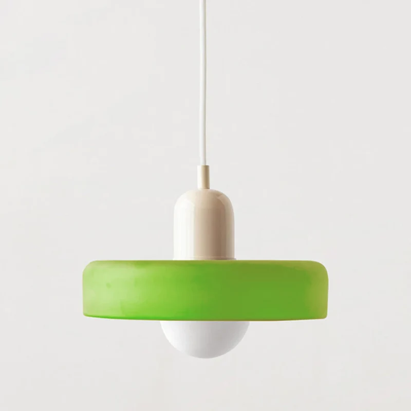 Bauhaus Pendelleuchte aus farbigem Glas für Esstisch – Moderne Hängeleuchte mit G9 Fassung, verstellbare Aufhängung, Ø25-35 cm