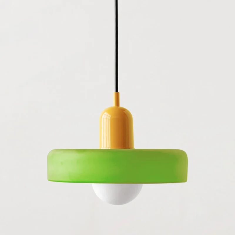 Bauhaus Pendelleuchte aus farbigem Glas für Esstisch – Moderne Hängeleuchte mit G9 Fassung, verstellbare Aufhängung, Ø25-35 cm