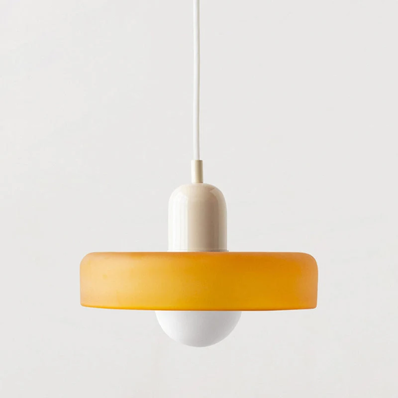 Bauhaus Pendelleuchte aus farbigem Glas für Esstisch – Moderne Hängeleuchte mit G9 Fassung, verstellbare Aufhängung, Ø25-35 cm