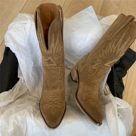 Klassische Damen-Cowboystiefel aus Leder – Elegantes Design für Jeden Anlass