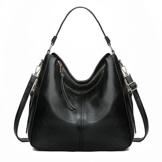 Elegante Ledertasche für Damen – klassische Lederhandtasche mit Abnehmbarem Schulterriemen