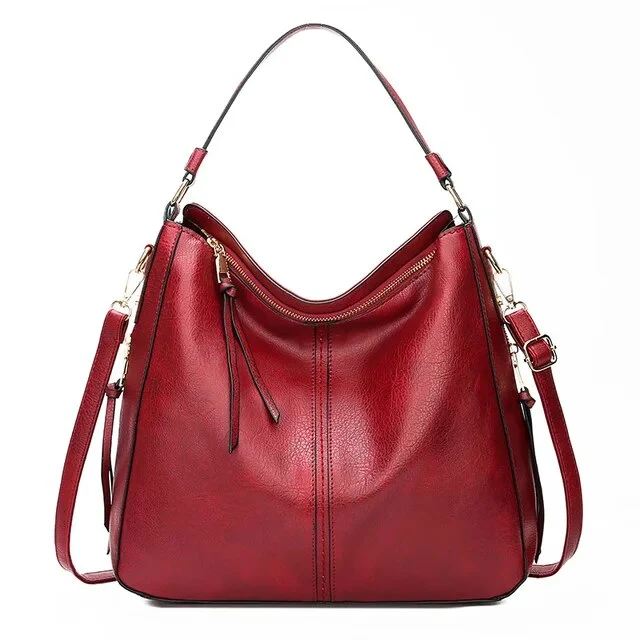 Elegante Ledertasche für Damen – klassische Lederhandtasche mit Abnehmbarem Schulterriemen