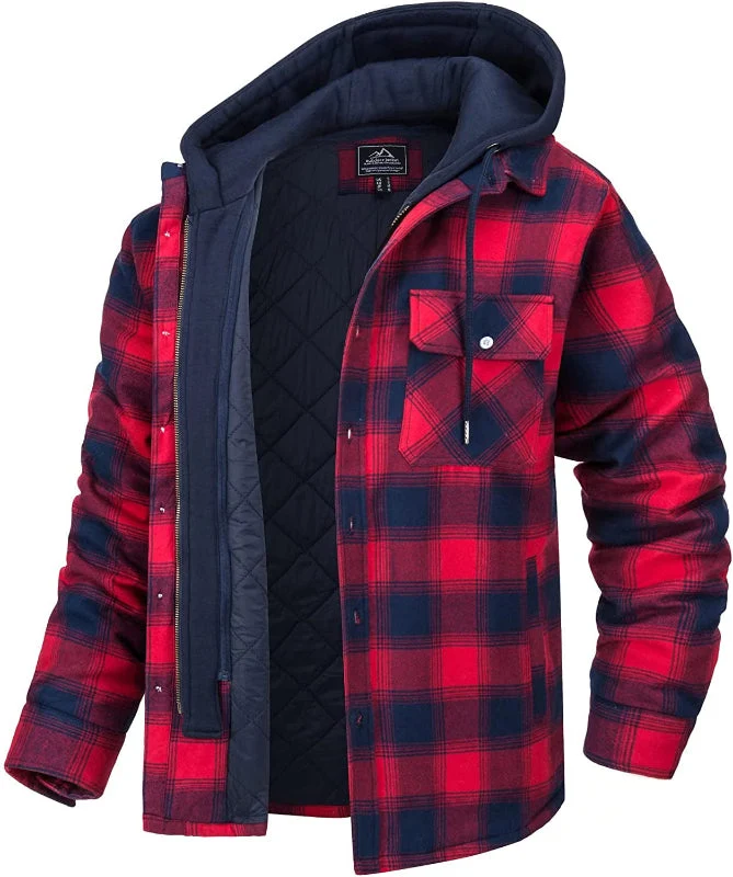 Karierte Winterjacke für Herren mit Stehkragen und windabweisenden Bündchen – perfekt und stylisch für Herbst und Winter