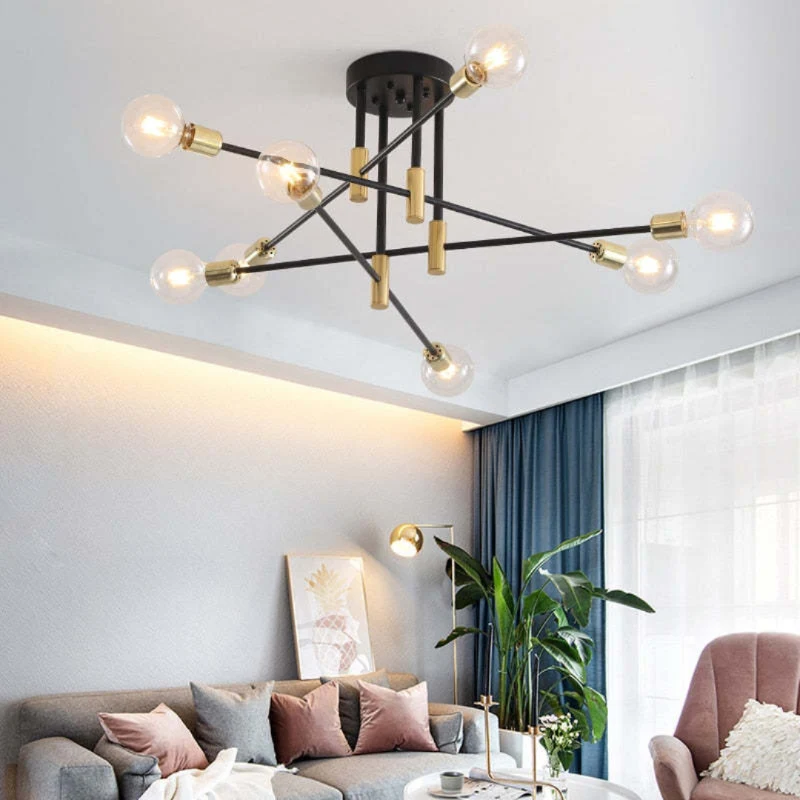 Moderne LED-Deckenleuchte Schwarz und Gold für Wohnzimmer und Schlafzimmer – Warmweiße Beleuchtung 15-20 m²
