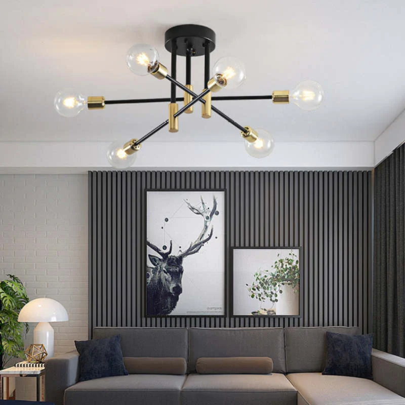 Moderne LED-Deckenleuchte Schwarz und Gold für Wohnzimmer und Schlafzimmer – Warmweiße Beleuchtung 15-20 m²