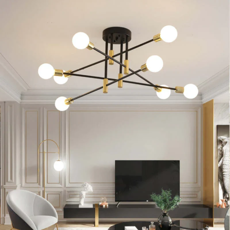 Moderne LED-Deckenleuchte Schwarz und Gold für Wohnzimmer und Schlafzimmer – Warmweiße Beleuchtung 15-20 m²