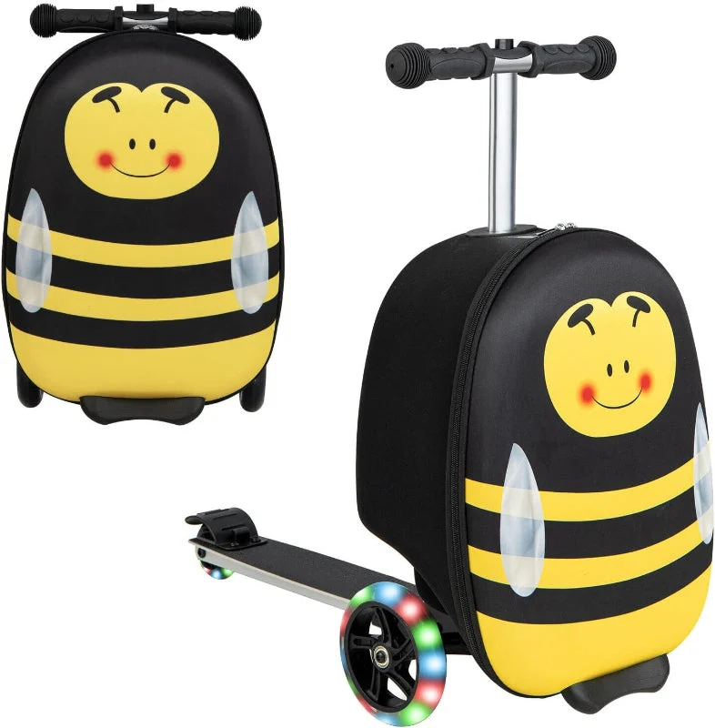 2-in-1 Kinder-Rollerkoffer mit LED-Rädern – Wasserabweisendes Handgepäck für Reise und Spaß, faltbar, für Kinder ab 5 Jahren