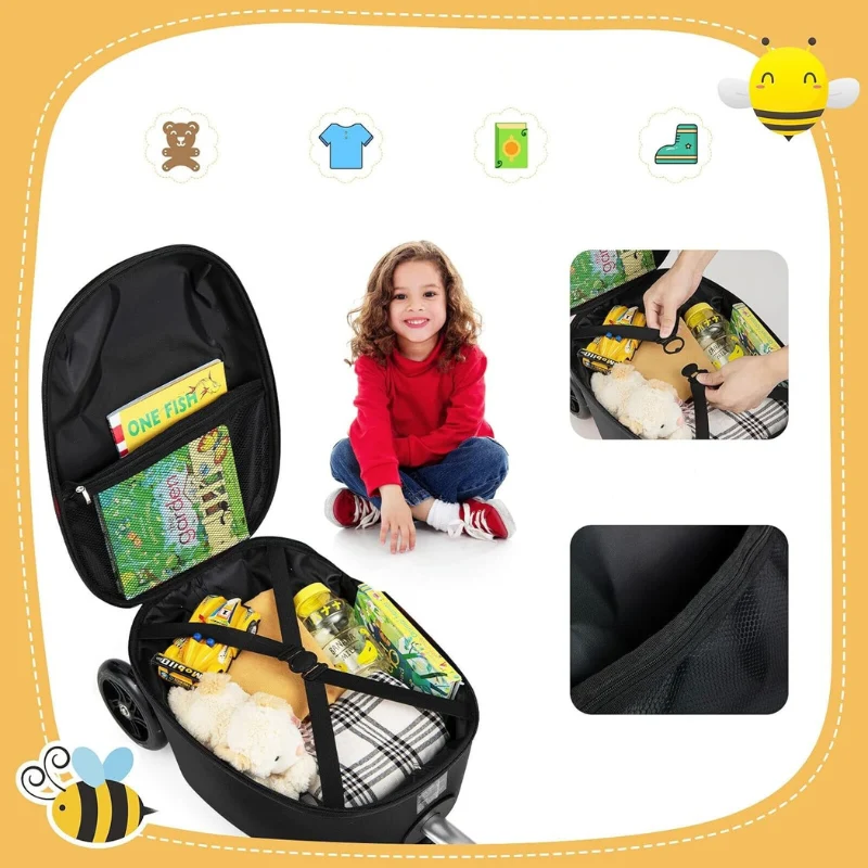 2-in-1 Kinder-Rollerkoffer mit LED-Rädern – Wasserabweisendes Handgepäck für Reise und Spaß, faltbar, für Kinder ab 5 Jahren