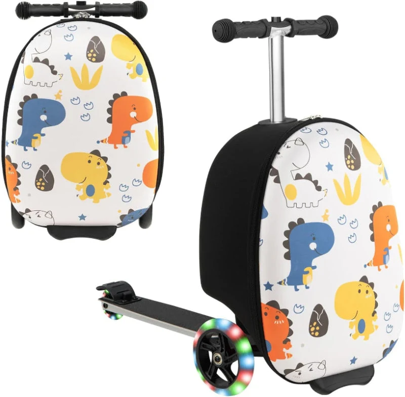 2-in-1 Kinder-Rollerkoffer mit LED-Rädern – Wasserabweisendes Handgepäck für Reise und Spaß, faltbar, für Kinder ab 5 Jahren