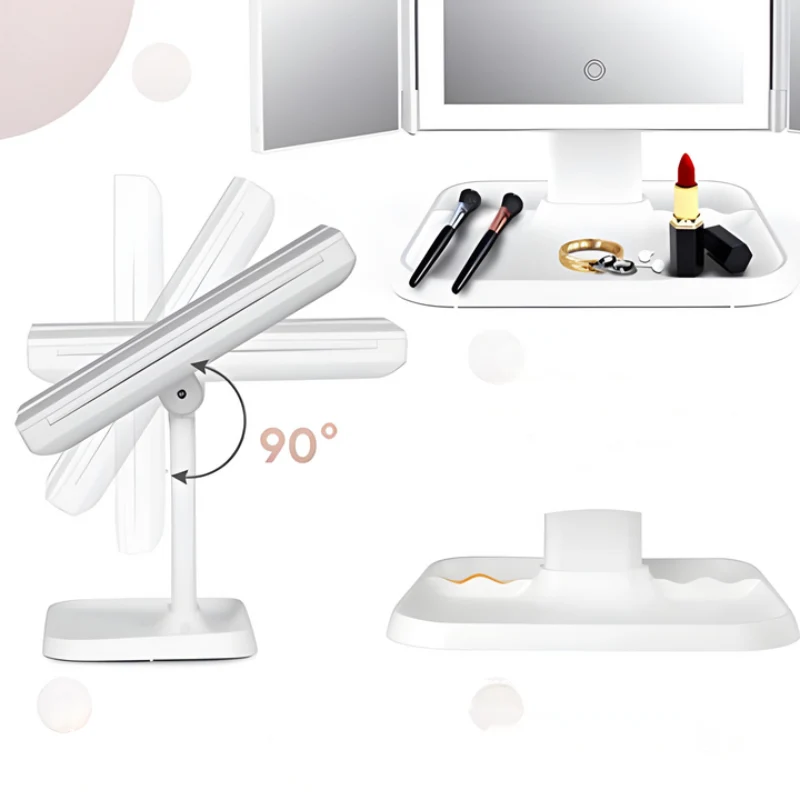 LED Kosmetikspiegel mit 3 Beleuchtungsmodi und Vergrößerung – Faltbar und USB-C Wiederaufladbar, Spiegel zum Schminken
