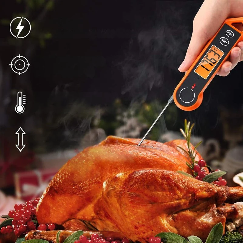 Digitales Fleischthermometer mit wasserabweisendem Design und Bewegungssensor – präzise Temperaturmessung beim Grillen und Kochen