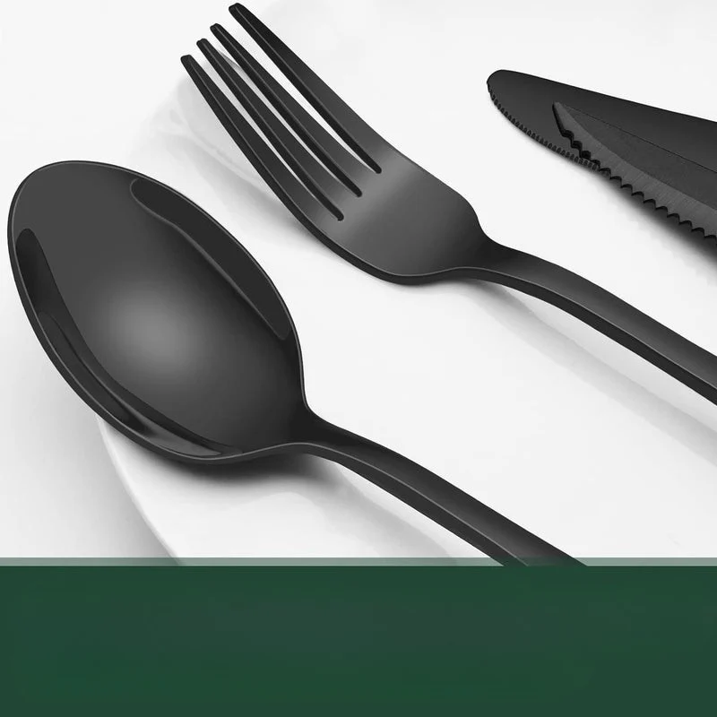 24-teiliges schwarzes Edelstahl-Besteckset für 4 Personen – Modernes Design, spülmaschinenfest