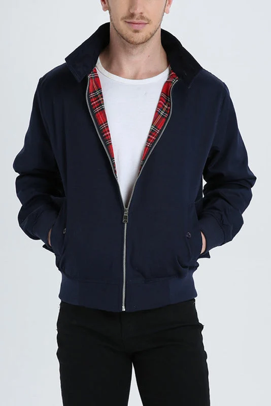Herren Harrington Jacke mit Schulternähten – Stylische Jacke mit Umschlagkragen und praktischen Fronttaschen