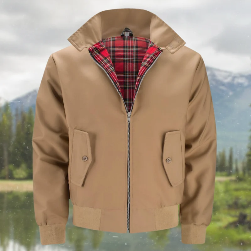 Herren Harrington Jacke mit Schulternähten – Stylische Jacke mit Umschlagkragen und praktischen Fronttaschen