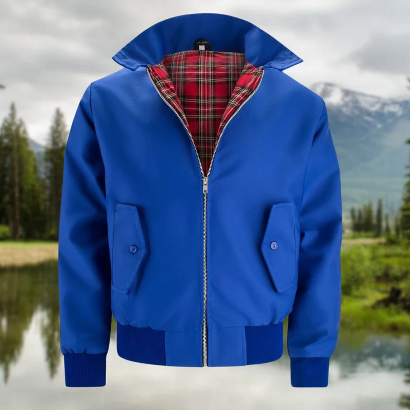 Herren Harrington Jacke mit Schulternähten – Stylische Jacke mit Umschlagkragen und praktischen Fronttaschen