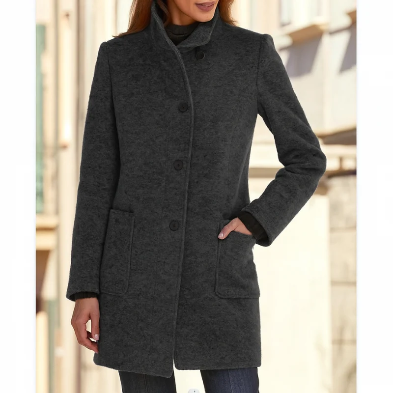 Klassischer Wollmantel für Damen mit Retro-Knopfverschluss – Eleganter Mantel für den Winter, Damenmäntel für jeden Anlass