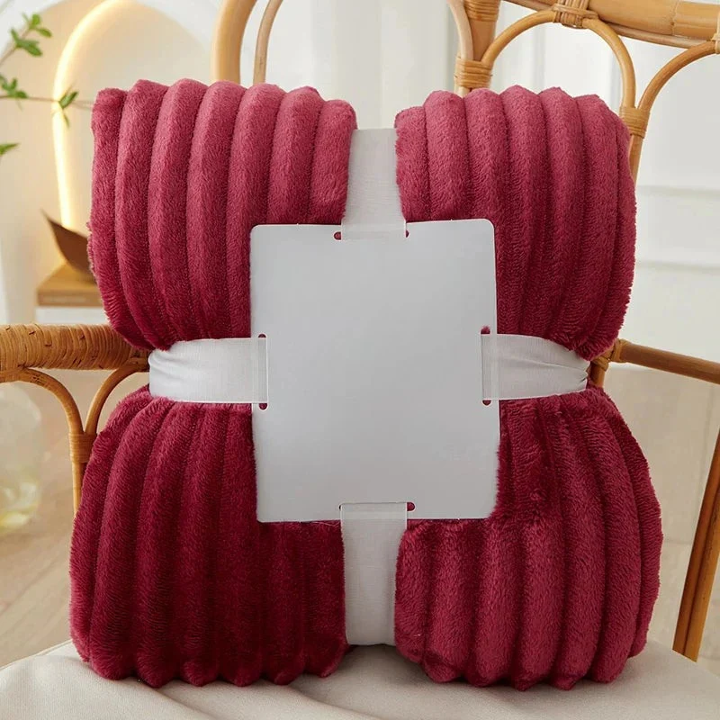 Breit gestreifte Flanell-Fleecedecke – warm für Herbst und Winter, ideal als Bettdecke oder Kuscheldecke