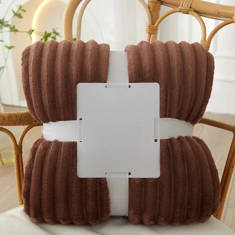 Breit gestreifte Flanell-Fleecedecke – warm für Herbst und Winter, ideal als Bettdecke oder Kuscheldecke