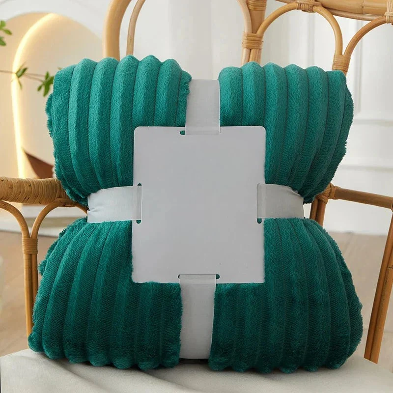 Breit gestreifte Flanell-Fleecedecke – warm für Herbst und Winter, ideal als Bettdecke oder Kuscheldecke