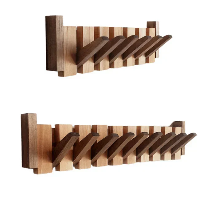 Hölzernes Klavierzugregal mit Mehreren Haken – Stilvolle Garderobe für Mäntel und Hüte, Platzsparendes Design aus Holz