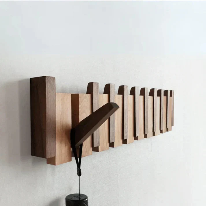 Hölzernes Klavierzugregal mit Mehreren Haken – Stilvolle Garderobe für Mäntel und Hüte, Platzsparendes Design aus Holz