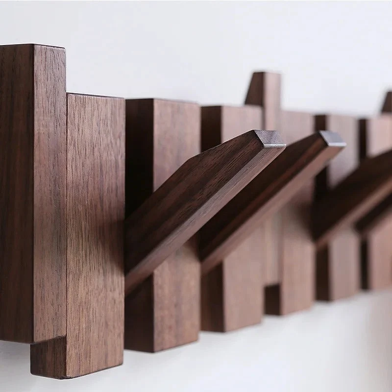 Hölzernes Klavierzugregal mit Mehreren Haken – Stilvolle Garderobe für Mäntel und Hüte, Platzsparendes Design aus Holz
