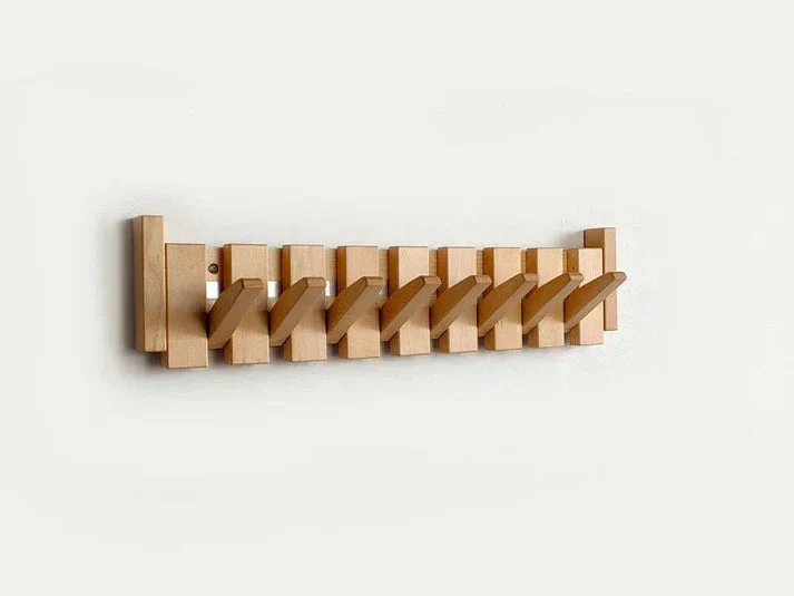 Hölzernes Klavierzugregal mit Mehreren Haken – Stilvolle Garderobe für Mäntel und Hüte, Platzsparendes Design aus Holz