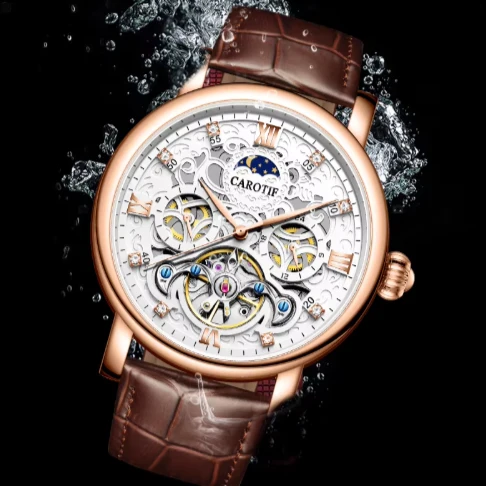 GERALD® MECHANISCHE AUTOMATIK-ARMBANDUHR AUS LERNCHE
