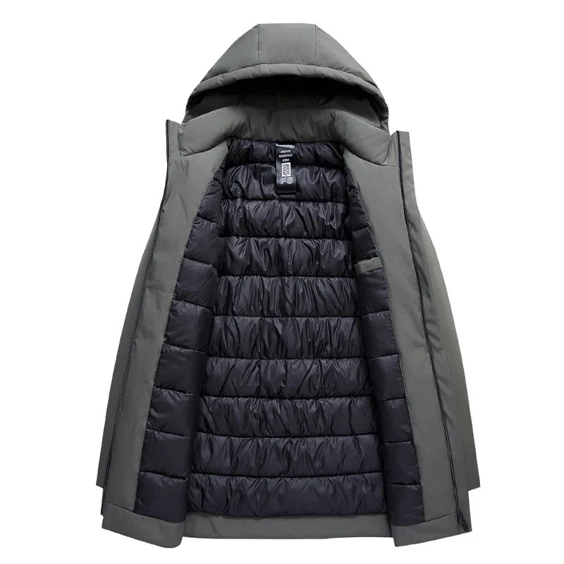 Herren Winterparka mit Kapuze, Gestepptem Futter und Frontreißverschluss