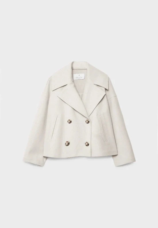 Damen Zweireihige Kurzjacke mit Breitem Reverskragen