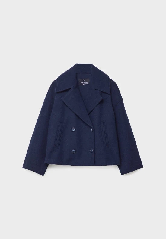 Damen Zweireihige Kurzjacke mit Breitem Reverskragen